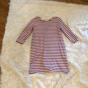 Red and White Striped Long Sleeve Dress
